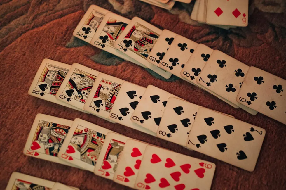 Playing cards arranged on a table